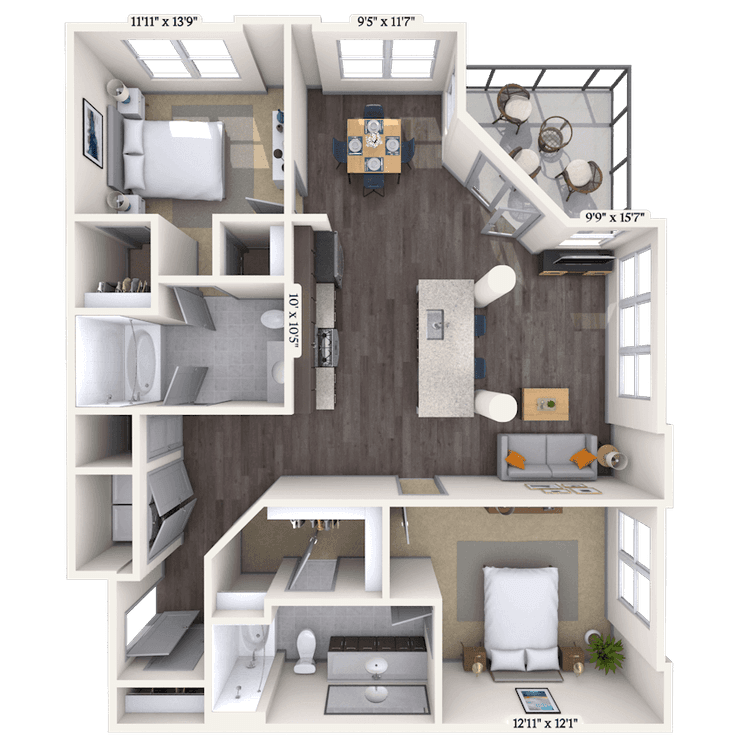 Floorplan image of unit 2402-312