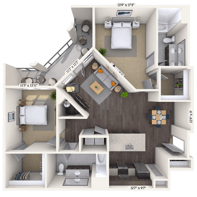 Floorplan image of unit 2402-320