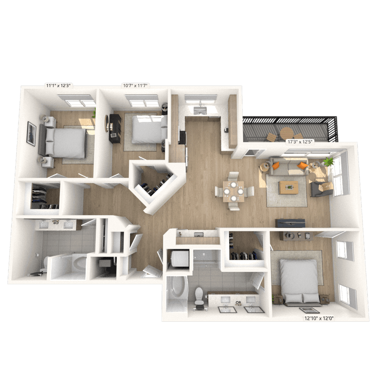 Floorplan image of unit 3128